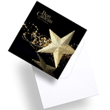 Bon cadeau étoile or / noir spécial Noël 12 x 12 cm - Paquet de 12