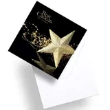 Bon cadeau étoile or / noir spécial Noël 12 x 12 cm - Paquet de 12