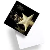 Bon cadeau étoile or / noir spécial Noël 12 x 12 cm - Paquet de 12