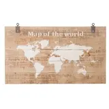 Tableau Carte du monde sur planche bois 140 x 4,5 x 80 cm