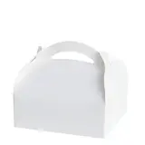 Boîte pâtissière carton avec poignée 18 x 16 x 7 cm - Caissette pâtissière à poignée - Blanc - Lot de 50