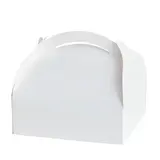 Boîte pâtissière carton avec poignée 20 x 18 x 7 cm - Caissette pâtissière à poignée - Blanc - Lot de 50
