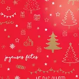Papier cadeau Jennyfer rouge, blanc & or motifs Noël 70 cm x 50 m 60 g/m² – Le rouleau