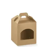 Valisette carton 1 pot kraft brun 9 x 9 x 10 cm - Coffret carton - Boîte cadeau avec fenêtre et poignée - Lot de 10