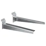 Console pour tablette bois ou verre en métal chromé pour panneau rainuré L 35 cm - Gris - La paire