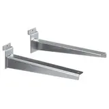 Console pour tablette bois ou verre en métal chromé pour panneau rainuré L 20 cm - Gris - La paire