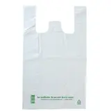 Sac bretelle plastique réutilisable blanc PEBD 50L 50μ 40 x 20 x 70 cm - Lot de 250