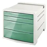 Module de classement 4 tiroirs vert / gris 24,5 x 36,5 x 28,5 cm