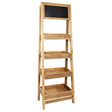 Présentoir bois 4 niveaux avec fronton ardoise 60 x 180 cm - Présentoir 4 casiers magasin