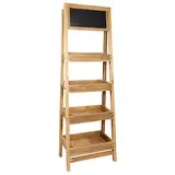 Présentoir bois 4 niveaux avec fronton ardoise 60 x 180 cm - Présentoir 4 casiers magasin