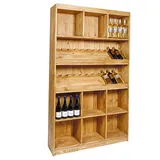 Étagère à vin bois massif 9 cases + 2 tablettes 119 x 30 x 200 cm - Meuble caviste