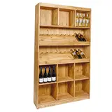 Étagère à vin bois massif 9 cases + 2 tablettes 119 x 30 x 200 cm - Meuble caviste