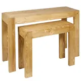 Tables gigognes pro présentation magasin bois massif brun 79/119 x 29/39 x 60/79 cm