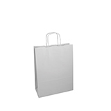 Sac kraft blanc à poignées torsadées 16+7x21,5cm 90g/m² (x50) - Sacs kraft unis, poignées torsadées