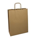 Sac kraft brun à poignées torsadées 46+16x49cm 110g/m² (x50) - Sacs kraft unis, poignées torsadées