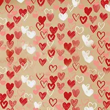 Papier cadeau kraft brun coeurs rouges et blancs My love 60 g - Rouleau de 70 cm x 50 m