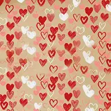 Papier cadeau kraft brun coeurs rouges et blancs My love 60 g - Rouleau de 70 cm x 50 m
