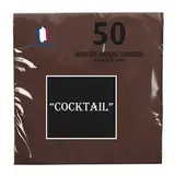 Serviette cocktail ouate micro-gaufrée 2 plis 20 x 20 cm - Mini serviette - Chocolat - Paquet de 50