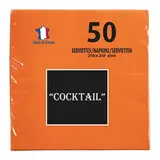 Serviette cocktail ouate micro-gaufrée 2 plis 20 x 20 cm - Mini serviette - Orange - Paquet de 50