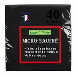 Serviette ouate micro-gaufrée 2 plis 38 x 38 cm - Serviette jetable - Serviette de table papier - Noir - Paquet de 40