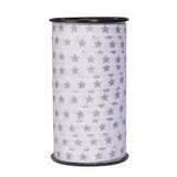 Bolduc blanc Étoiles argent - Bolducs Noël