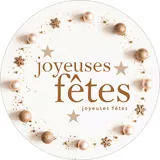 Étiquettes cadeaux adhésives “Joyeuses Fêtes” couronne or/blanc Ø 35 mm – Paquet de 500