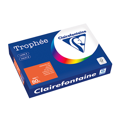 Papier A4 orange vif 80g Clairefontaine Trophée - Ramette de 500 feuilles