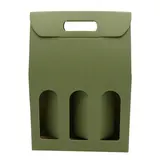 Boîte carton 3 bouteilles à fenêtre 27 x 9 x 38,5 cm Vert - Étui 3 bouteilles - Coffret 3 bouteilles - Paquet de 10