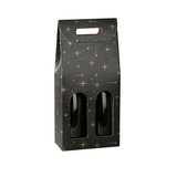 Boîte 2 bouteilles à fenêtre noir Constellations - 18 x 9 x 38,5 cm – Carton - Paquet de 10