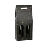 Boîte 2 bouteilles à fenêtre noir Constellations - 18 x 9 x 38,5 cm – Carton - Paquet de 10