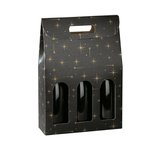 Boîte 3 bouteilles à fenêtre noir Constellations - 27 x 9 x 38,5 cm – Carton - Paquet de 10