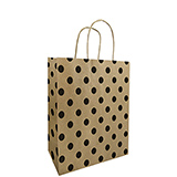 Sac kraft à pois brun / noir 19 + 8 x 24 cm - Sac papier - Paquet de 50