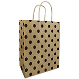 Sac kraft à pois brun / noir 36 + 13 x 42,5 cm - Sac papier - Paquet de 50