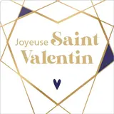 Etiquette Joyeuse Saint Valentin 35 x 35 mm graphique - Sticker Saint Valentin - Rouleau de 500