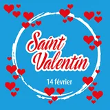 Sticker Saint Valentin 14 février 50 x 50 cm blanc / rouge - Sticker vitrine
