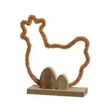 Silhouette poule polyester sur socle bois 20,5 x 23 cm Terracotta / Brun - Déco de Pâques