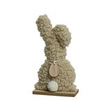 Peluche lapin sur socle bois - Décors de Pâques