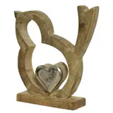 Oiseau en bois naturel - Oiseau décoratif en bois 16,5 x 4,5 x 18 cm