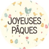 Étiquette cadeau adhésive Joyeuses Pâques ø 35 mm - boîte de 500