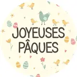 Étiquette cadeau adhésive Joyeuses Pâques ø 35 mm - boîte de 500