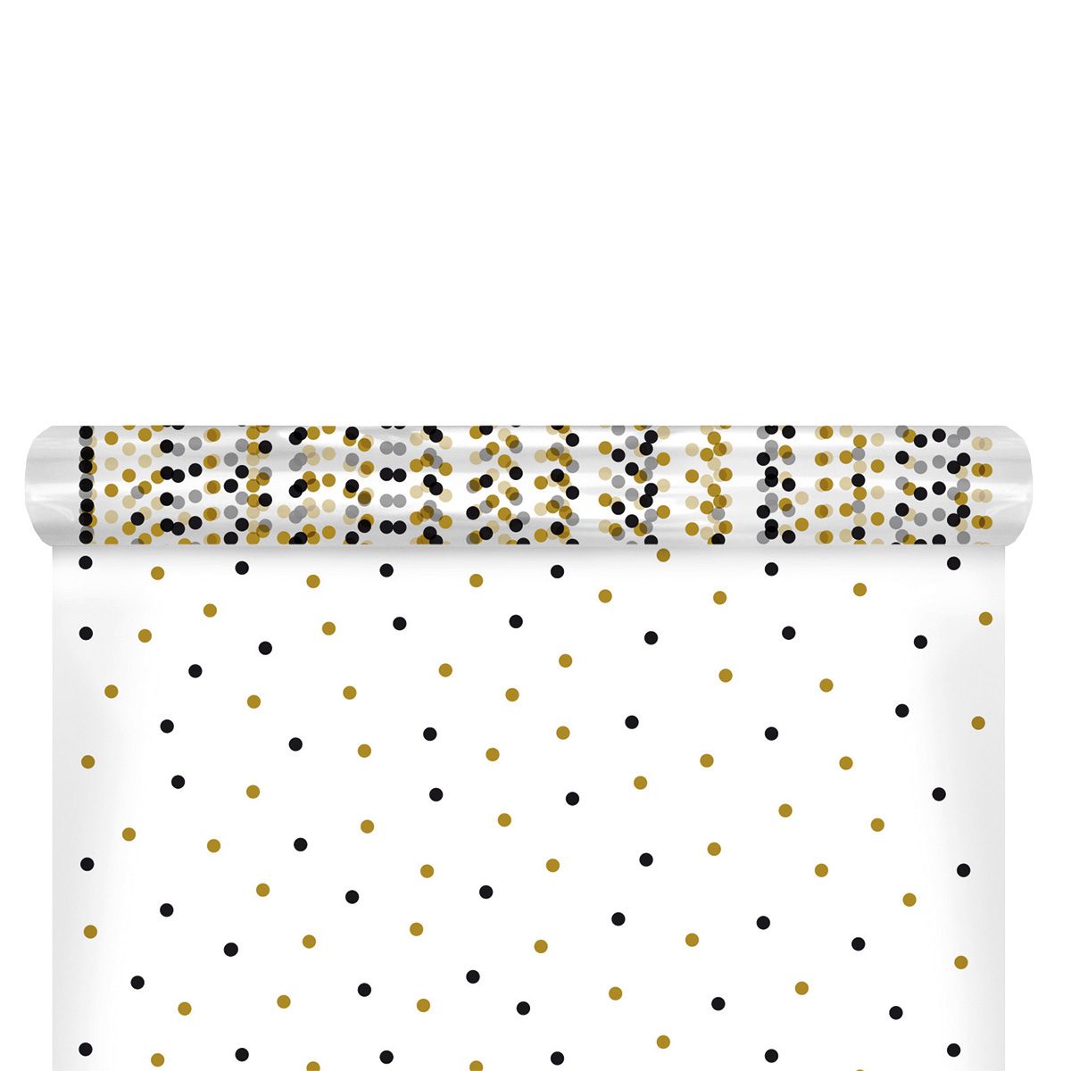Film fleuriste - Film polypropylène à pois or et noir 80 cm x 120 m 40µ