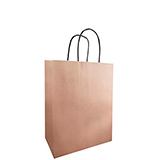 Sac kraft rose cuivré à poignées torsadées 23+12x30cm 90g/m² (x50) - Sacs kraft unis, poignées torsadées