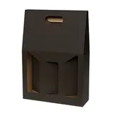 Coffret bouteille de vin avec poignée et fenêtre - 3 bouteilles - noir - 27 x 9 x 38 cm - Paquet de 20
