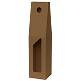 Coffret bouteille de vin avec poignée et fenêtre - 1 bouteille - marron - 9 x 9 x 38 cm - Paquet de 50