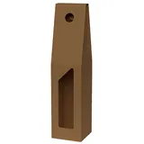 Coffret bouteille de vin avec poignée et fenêtre - 1 bouteille - marron - 9 x 9 x 38 cm - Paquet de 50