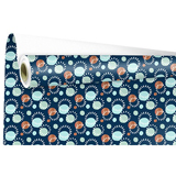 Papier cadeau Mathilde bleu motifs festifs 70 cm x 100 m 60 g/m² - Le rouleau