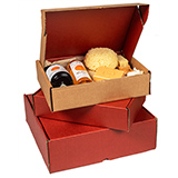Boîte carton - boîte cadeau brun / rouge 27,6 + 20,7 x 7 cm, paquet de 20 - Cartons d'expédition, boîtes d'expédition