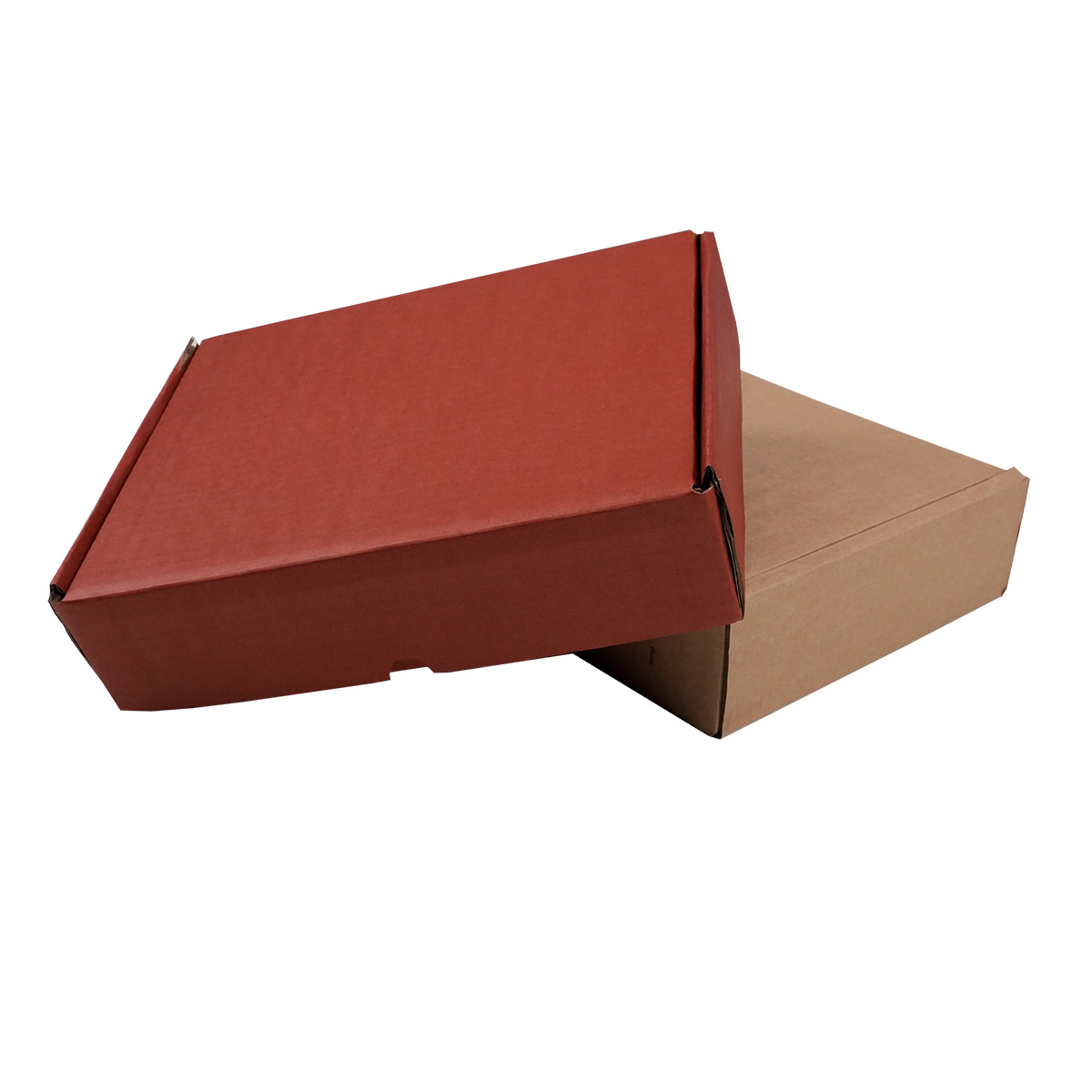 Boîte carton réversible brun / rouge 27,6 + 20,7 x 7 cm - Carton d'expédition - Lot de 20
