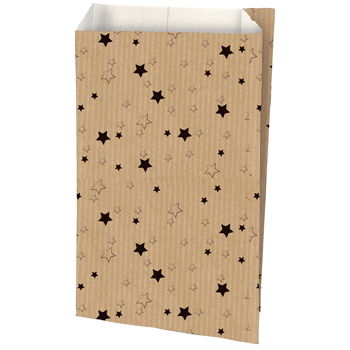 Pochette cadeau Noël papier kraft Étoiles 12 + 4,5 x H 19,5 cm - Lot de 250
