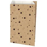 Pochette cadeau Noël papier kraft Étoiles 12 + 4,5 x H 19,5 cm - Lot de 250